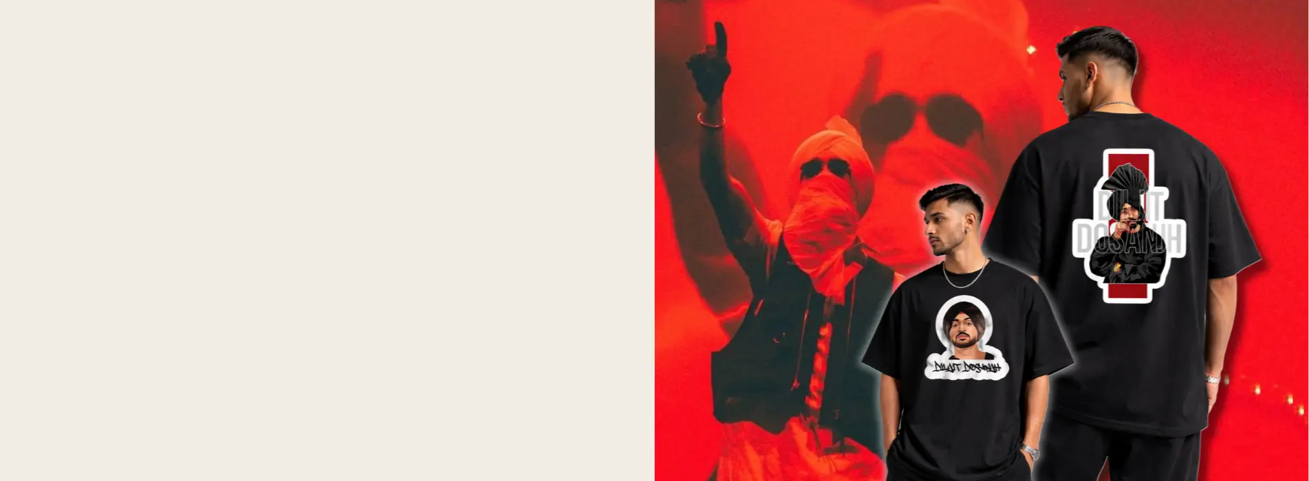 diljit dosanjh printed t shirt with bold graphic design in limited vibe studio photoshoot