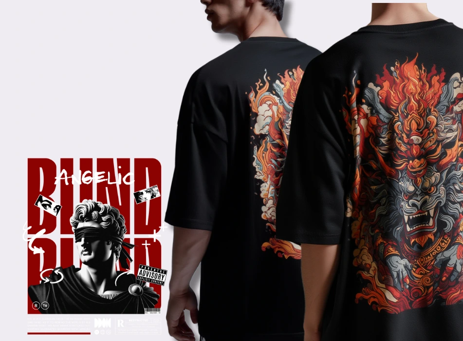 Black oversized streetwear t shirt with 25 number graphic back print